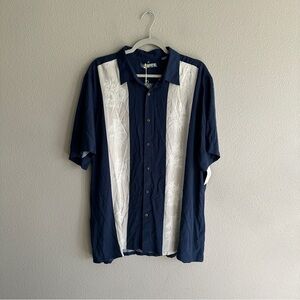 NWT Campia Blue and Beige Casual Button Down Hawaiian Shirt XL